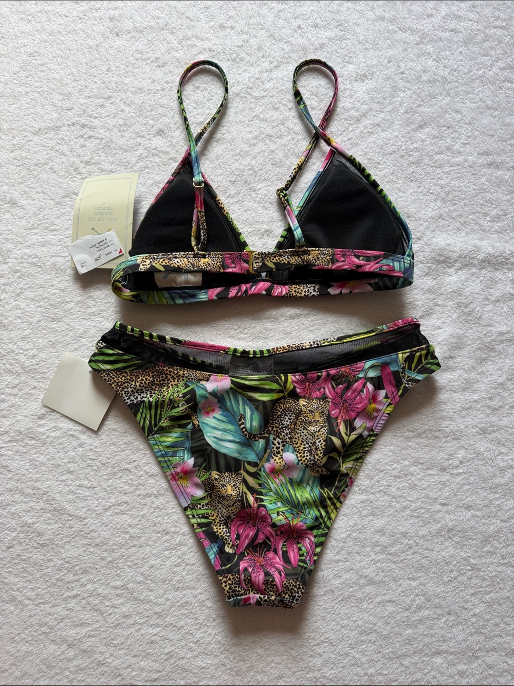 NWT BluC Jaguar Tropical Print Mesh Detail 2 Piece Bikini Set, Women's Small - Picture 6 of 7